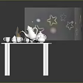 White Table With Tea Pot And Cups For Daily Household Use Items