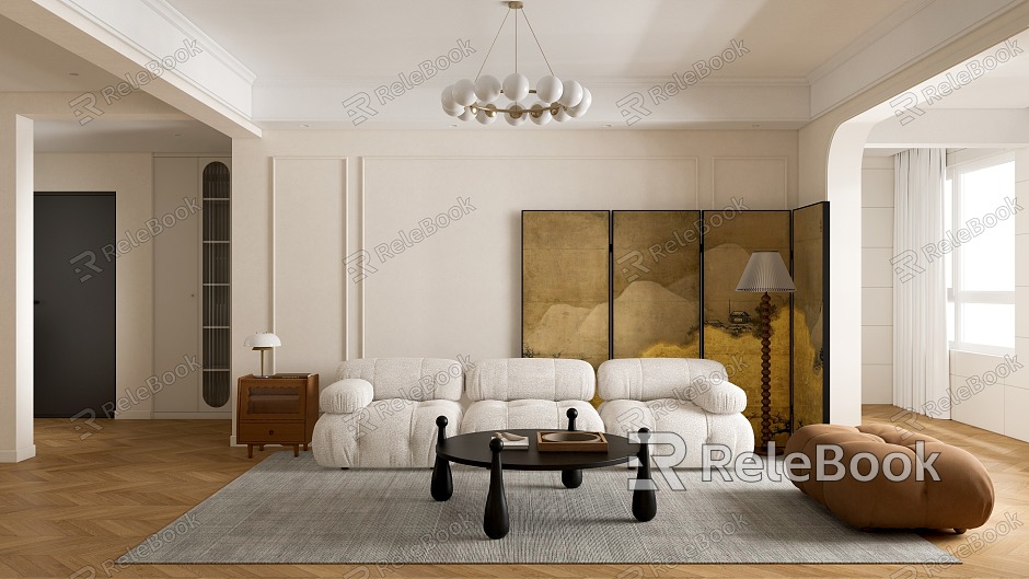 French living room medieval living room sofa background model