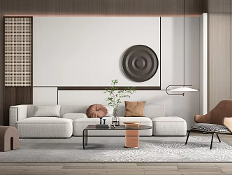 Modern sofa coffee table combination leisure chair chandelier 3d model