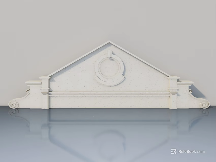 Elegant White Hinged Door With Decorative Top Design And Classic Finish 3d model 