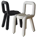 Modern Black And White Leisure Chairs With Velvet Upholstery And Curved Lines