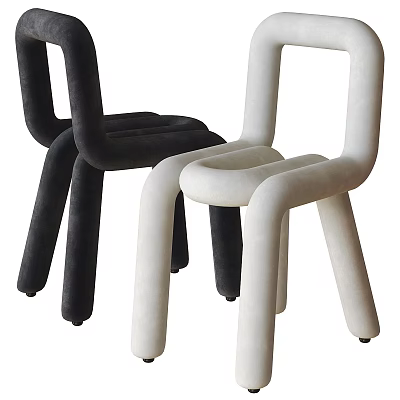 Modern Black And White Leisure Chairs With Velvet Upholstery And Curved Lines 3d model