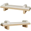Modern Minimalist Sofa Bench With Wooden Frame And Upholstered Roll Cushions