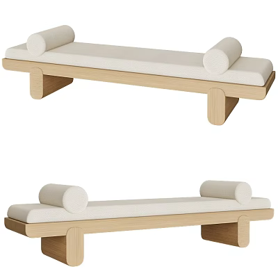 Modern Minimalist Sofa Bench With Wooden Frame And Upholstered Roll Cushions 3d model