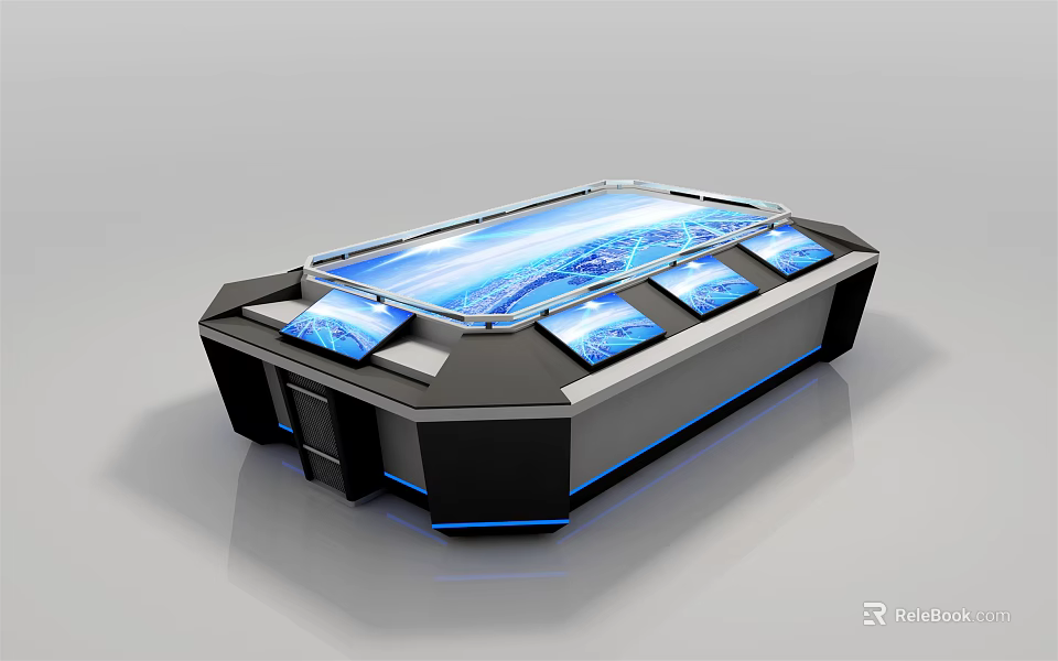 Advanced Commercial Equipment With Glass Top And Multiple Interactive Touchscreens 3d model