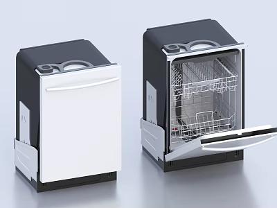 Modern Kitchen Dishwashers With Open Door Displaying Interior Rack And Closed Design 3d model