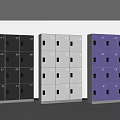Dark Gray White Purple Storage Lockers With Numbered Compartments In Modern Room 3d model
