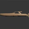 Golden Motorboat With Three Engines Seats And Modern Design Features