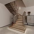 Elegant Modern Wooden Staircase With Illuminated Railing In Interior Design