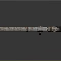 Homemade Rusty Metal Weapon with Pipe Design Red Yellow Parts and Curved Hose