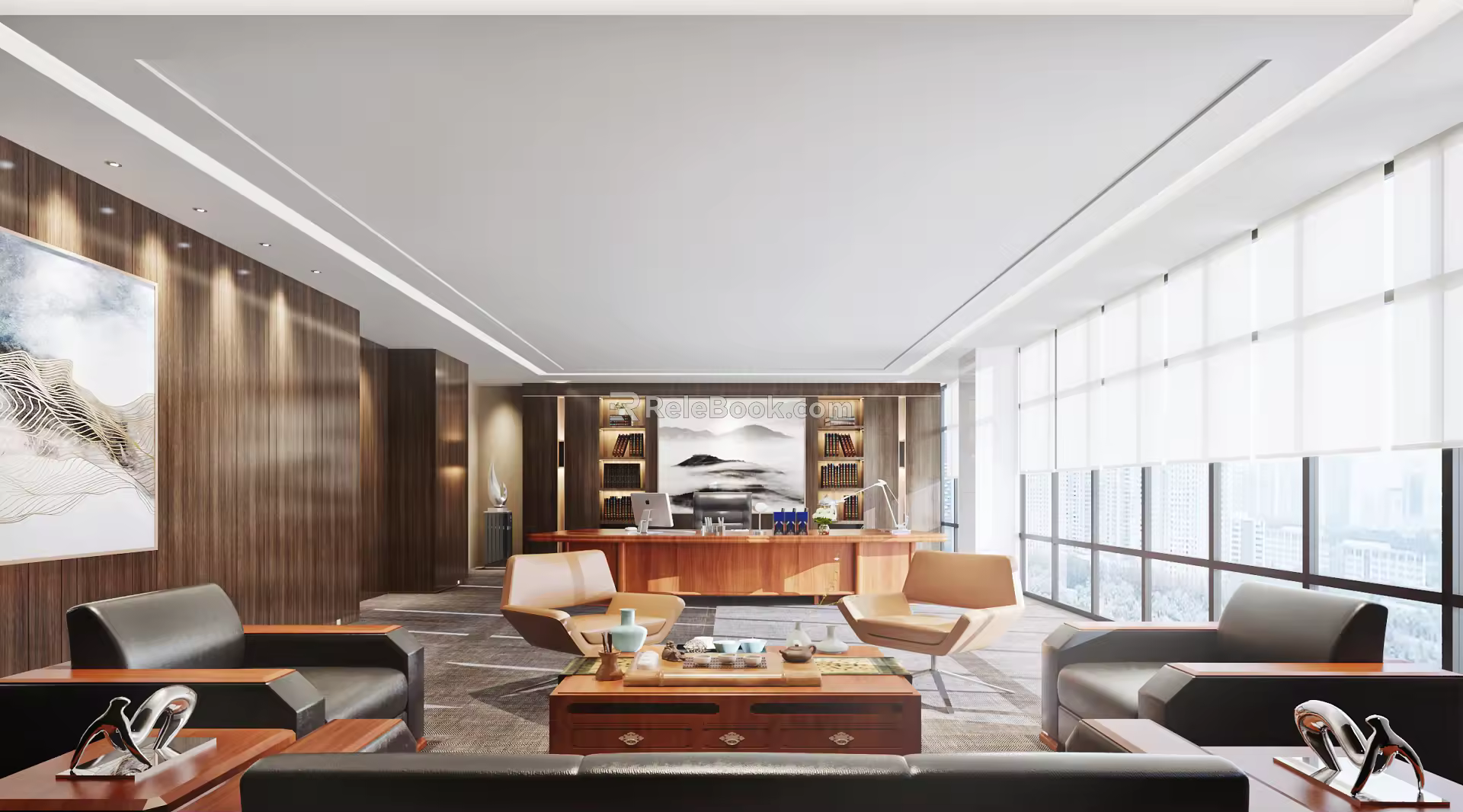 New Chinese Office Manager Room 3d model