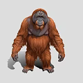 Realistic 3D Reptile Model With Brown Skin Standing On Gray Background