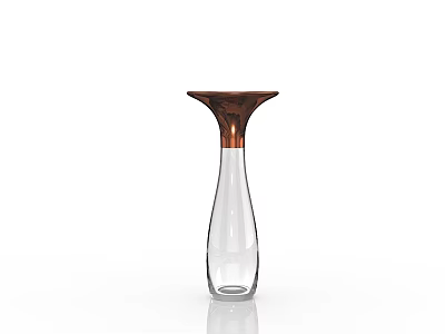 Transparent Glass Vase With Brown Copper Top And Modern Minimalist Design 3d model