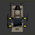 Mechanical Toilet Robot Structure Featuring Black Hat Clock Mechanical Arms And Lights