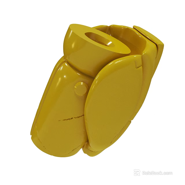 Yellow Curved Protective Safety Gear With Adjustable Straps And Durable Design 3d model 