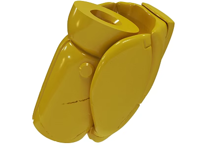 Yellow Curved Protective Safety Gear With Adjustable Straps And Durable Design 3d model