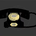 Vintage Telephone With Black Body Classic Design And Golden Dial On Reflective Surface