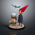 Miniature Scene Model With Red Hatted Figure Small Character Cauldron Bird And Base 3d model