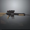 Modern Tactical Assault Rifle With Black And Tan Finish Red Dot Scope And Detachable Magazine