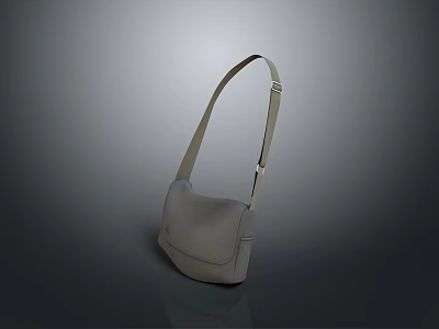 Light Colored Minimalist Shoulder Bag With Long Adjustable Strap And Stylish Design 3d model