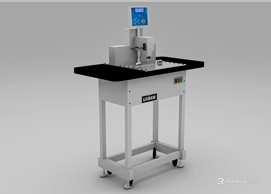 Industrial Equipment with Digital Display Screen Sturdy Workbench Base Mobile Wheels and Control Panel 3d model 
