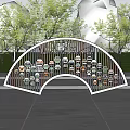 Modern campus style display window 3d model