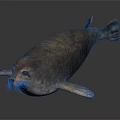 Realistic brown seal with smooth fur and whiskers lying on dark surface