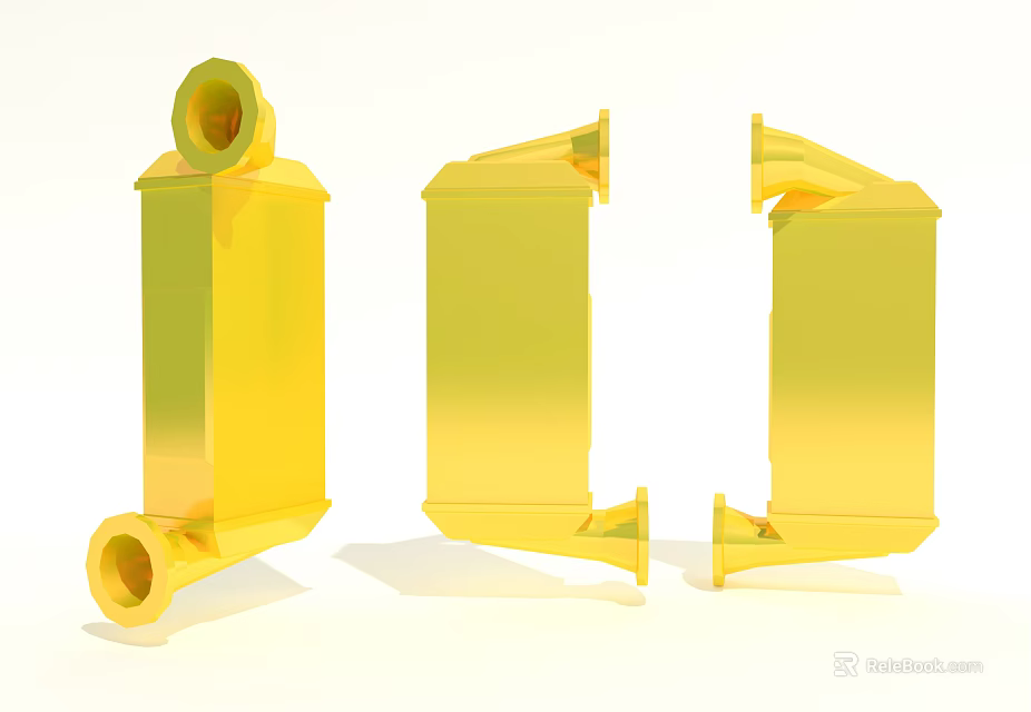 Durable Yellow Automotive Metal Parts With Holes And Bracket Structures 3d model 