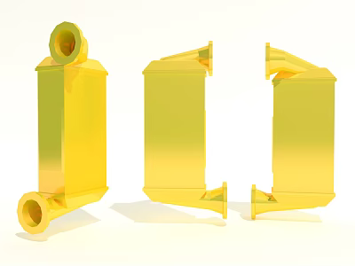 Durable Yellow Automotive Metal Parts With Holes And Bracket Structures 3d model