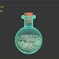 Transparent Glass Bottle With Round Body And Cork Stopper Containing White Substance