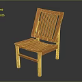 Orange Wooden Chair Featuring Slatted Back And Slatted Seat Simple Design