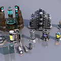 Industrial Equipment Assortment Showcasing Mechanical Parts Gears Valves And Control Panels