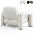 Beige Upholstered Leisure Chair With Rounded Armrests And Plush Seat Design