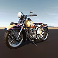 Vintage Yellow And Black Motorcycle With Flame Graphics On Open Road Under Sky