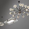 Modern Stylish Lighting Combination With Chandelier Ceiling Light And Glass Shades