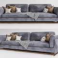 modern double sofa double fabric sofa 3d model
