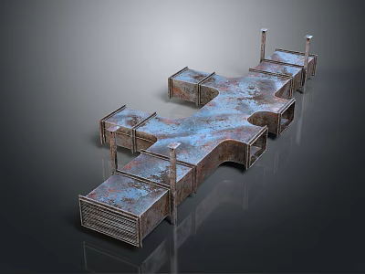 Industrial Metal Structure 3D Model With Rustic Finish Irregular Shape And Multi Platforms 3d model