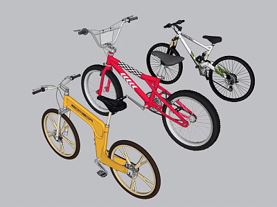 Colorful Bicycles Collection Featuring Yellow Red And Green Models 3d model