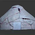Modern White Circular Bean Bag Chair With Red Stitching And Soft Fabric Design