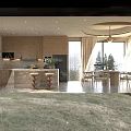 Modern Living And Dining Room Interior With Large Windows Green Tree And Natural Light