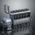 High Quality Automotive Metal Car Engine With Multi Cylinder Design And Exhaust Pipes