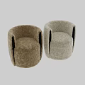 Modern Plush Beige Single Sofa With Soft Fabric And Rounded Design