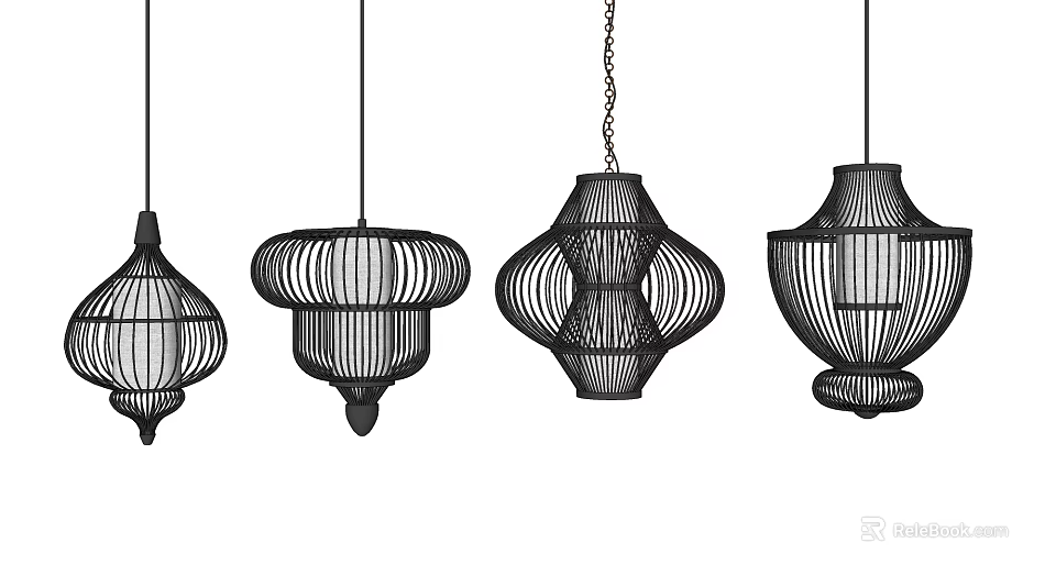 Modern Geometric Pendant Lights With Various Intricate Wire Frame Designs For Stylish Home Decor 3d model 