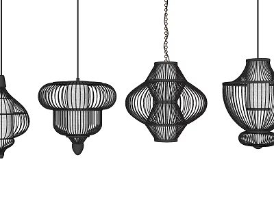 Modern Geometric Pendant Lights With Various Intricate Wire Frame Designs For Stylish Home Decor 3d model