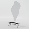 Modern Woven Ottoman With Wooden Structure And Textured Surface For Home Decor
