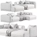 Modern Comfortable Upholstered Double Sofa With Decorative Pillows And Multiple Stylish Fabric Color Choices