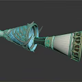 Ornate Decorative Horn With Blue Enamel Gold Patterns And Carved Details