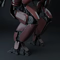 Two Red Mechanical Robot Characters With Detailed Metallic Structure And Standing Pose 3d model