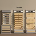 Display Shelves With Pegboard Layers Drawers And Metal Frames For Retail Product Storage