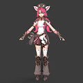 Anime Character With Cat Ears And Pink Hair Wearing White Brown Outfit Gloves And Boots